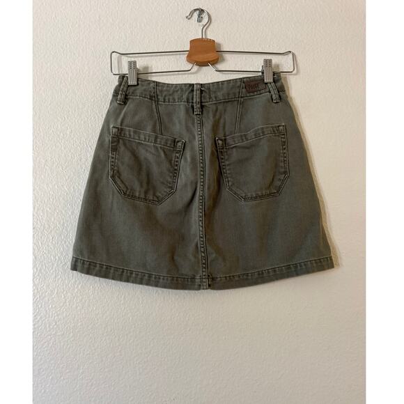 PAIGE Mayslie Twill Denim Mini Skirt 24 Vintage Ivy A-Line Belt Loops Pocket - Picture 5 of 10